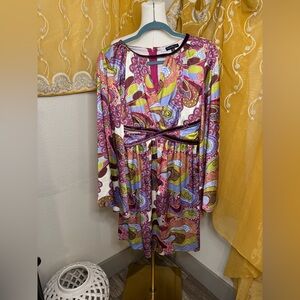 Smak Parlour Multicolor Paisley Long Sleeve Dress Size Small